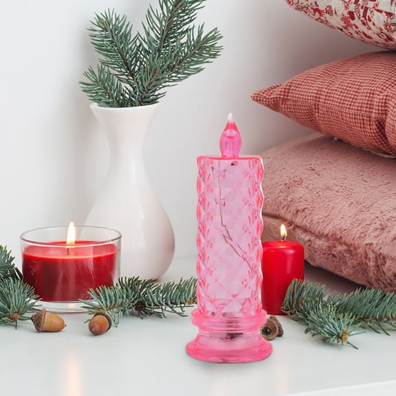 PRETXORVE Flameless Candle, Rose Pattern Refraction Projection, Led Electronic Candle, Night Light, Tabletop Decoration, Imitation Crystal Lamp, Wedding Proposal