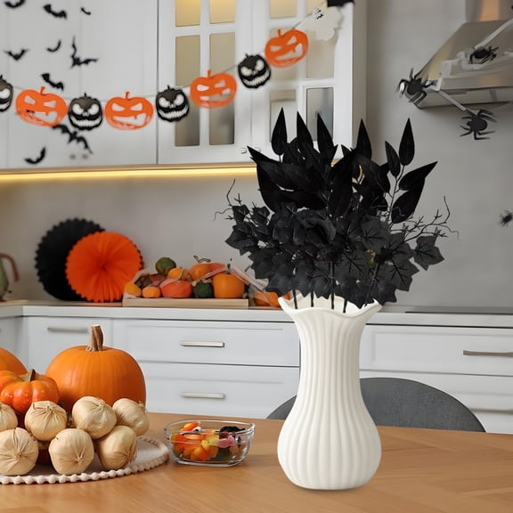 PRETXORVE Halloween Decorations, Halloween Black Maple Leaves Branches Ghost Festival Horror Home Decoration Artificial Flower Branches Dead Branches Halloween Decorations Branches