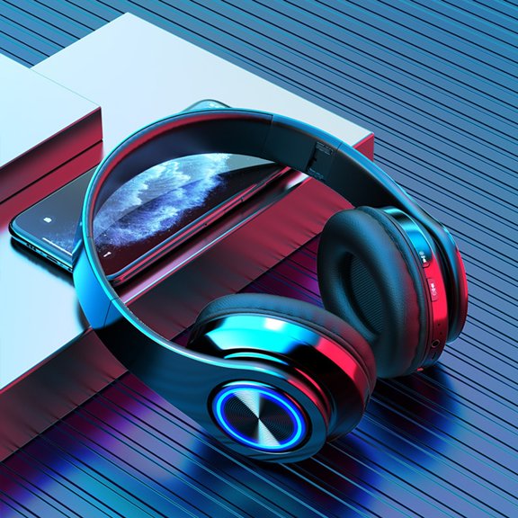 PRETXORVE Headphones Wireless Bluetooth Headset Subwoofer Bluetooth 5.2 Mobile Computer Game Music Sports Game Headphones Wtih Led Light