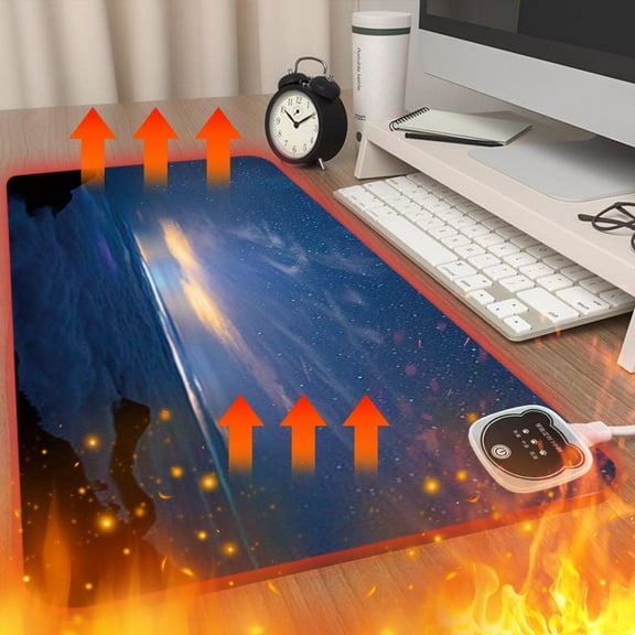 PRETXORVE Heated Mouse Pad Large Heated Desk Pad Office Computer Desk Front Writing Pad