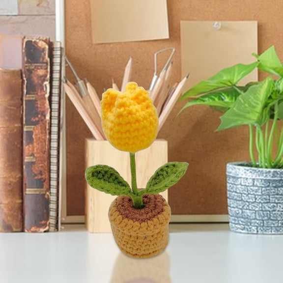 PRETXORVE Home Decor, Room Decor, Handmade Crochet Flower Hanging Potted Plants, Rose Crochet Hooks, Diy Fake Flowers office Decorations, Finished Wool Products