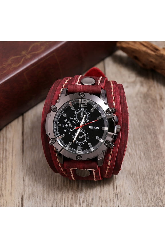 Home Decor, Room Decor, Men's Steampunk Watch Handmade Stitched Leather Quartz Watch
