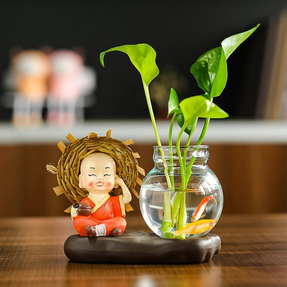 PRETXORVE Home Decor, Room Decor, Resin Pot Monks Hydroponic Vase, Living Room Desk Decoration