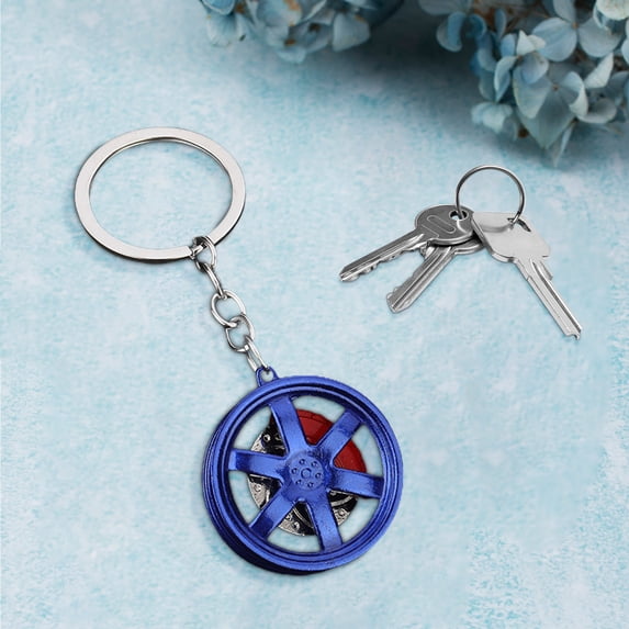 PRETXORVE Home Decor, Room Decor, Unisex Small Gift Pendant, Alloy Car Wheel Hub Keychain, Tire Rim Keychain, Car Part Model Key Ring.