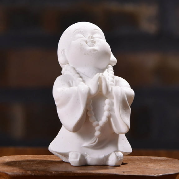 PRETXORVE Home Decor, Room Decor, White Sandstone Sandstone Maitreya Buddha Resin Crafts Desktop Tea Pet Buddha Statue Series