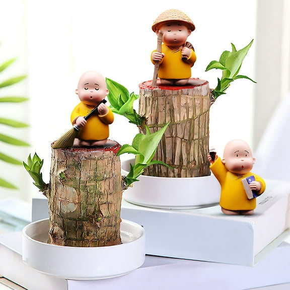 PRETXORVE Home Decor, Room Decor, Wood Potted Plant Decorations, Home office Decorations, 3-Piece Set