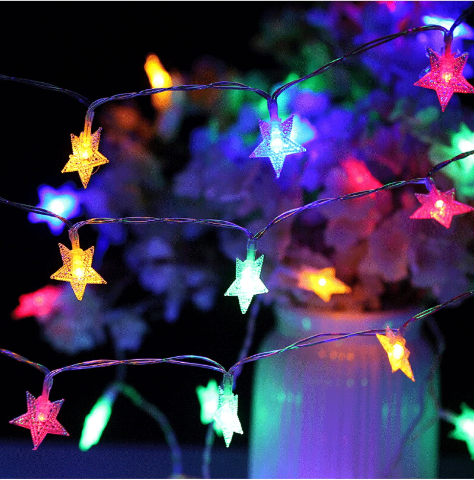 PRETXORVE LED Star String Lights Indoor and Outdoor Decorative Fairys ...