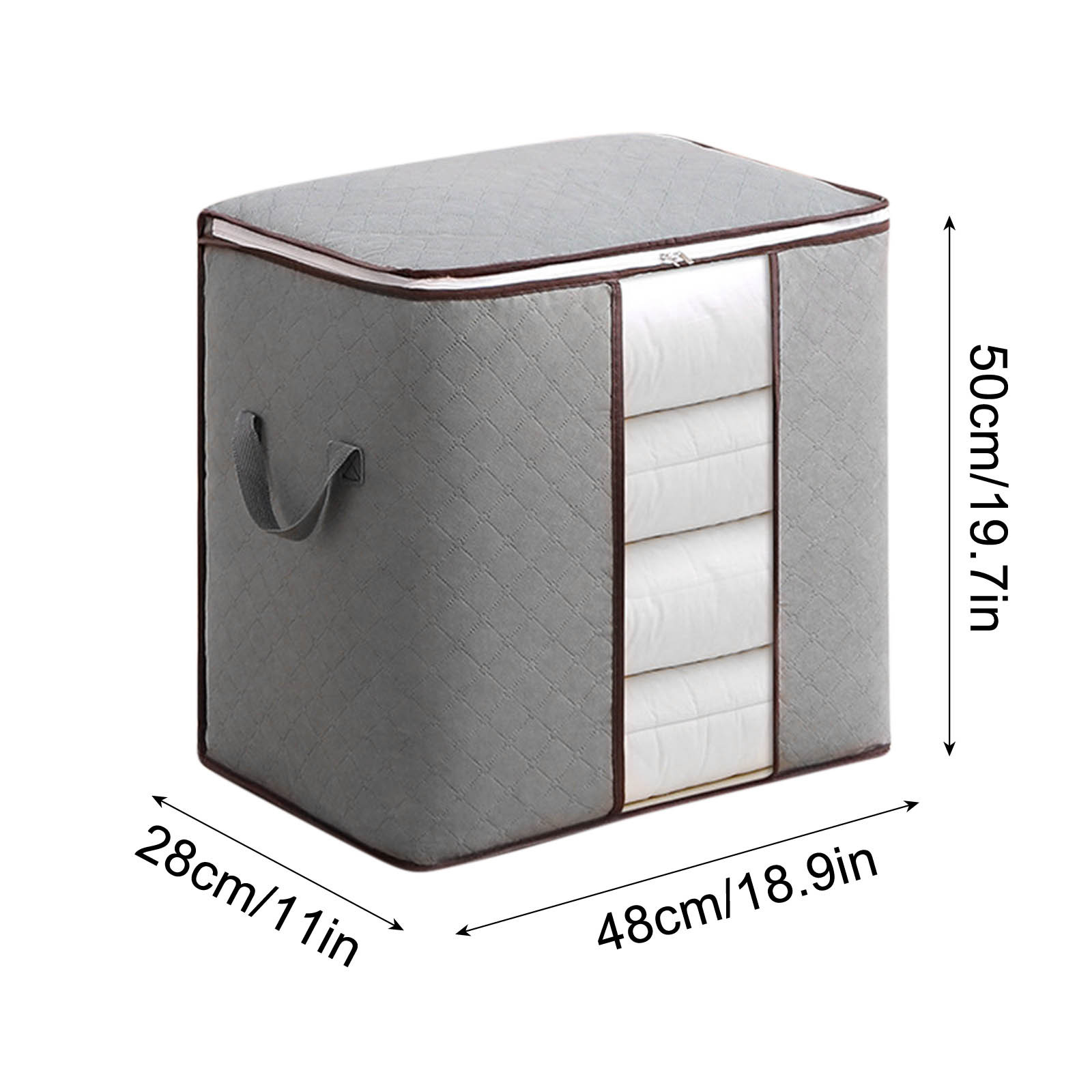 PRETXORVE Large Capacity Clothes Storage Bag Organizer with Thick Fabric for Comforters Blankets Bedding Foldable with Sturdy Zipper Clear Window 67L