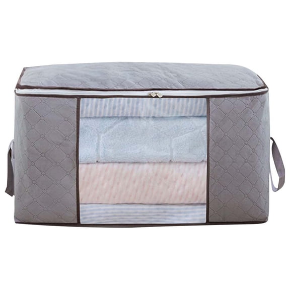 PRETXORVE Large Capacity Clothes Storage Bag Organizer with Thick Fabric for Comforters Blankets Bedding Foldable with Sturdy Zipper Clear Window