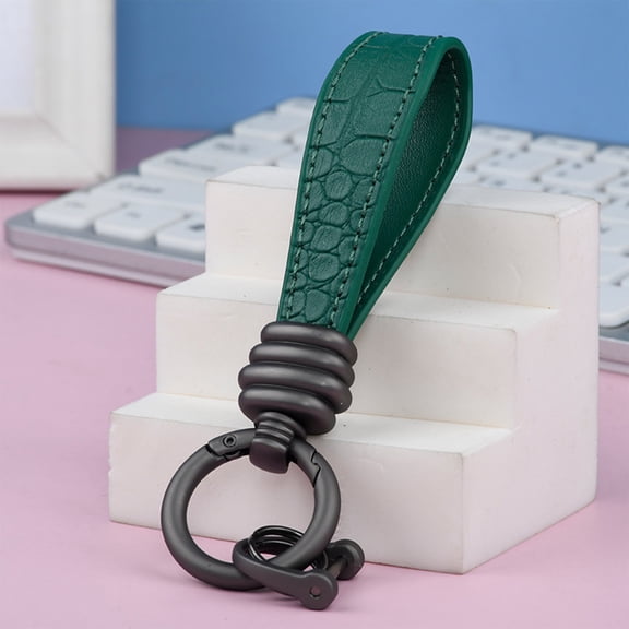 PRETXORVE Leather Rope Car Key Fob Screw Thread Men's High-end Keyring Rope Pattern Leather Keychain