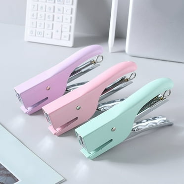 PRETXORVE Macaroon Coloured Metal Hand Gripped Stapler 10 Gauge Labour Saving Stapler Small Office Stapler Comes with a Box Of Staples