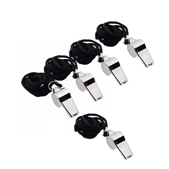 PRETXORVE Metal Referee Whistle Stainless Steel Extra Whistle with Lanyard Suitable for School Sports Football Basketball 4Pc Set
