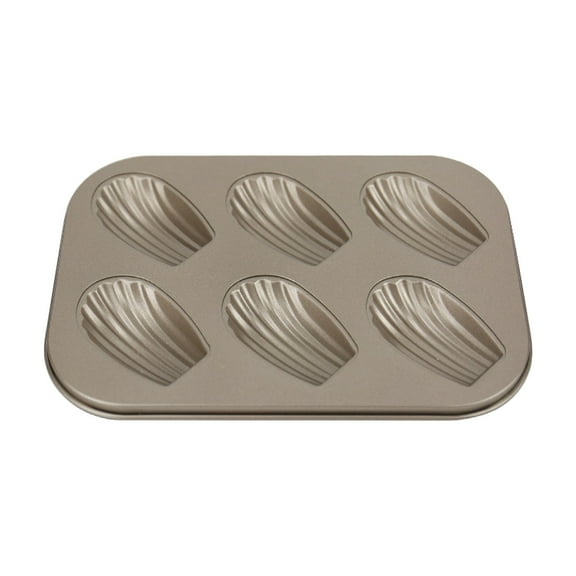 PRETXORVE Mini Madeleine Cake Baking Tray, 6 Cavity Non-Stick Oval Scallop Baking Pan