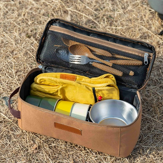 PRETXORVE Outdoor Camping Storage Bag, Dishware Classification, Picnic Bag, Picnic Barbecue, Self-Drive Storage Bag, Hand- Bag
