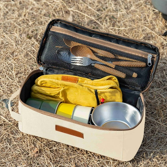 PRETXORVE Outdoor Camping Storage Bag, Dishware Classification, Picnic Bag, Picnic Barbecue, Self-Drive Storage Bag, Hand- Bag