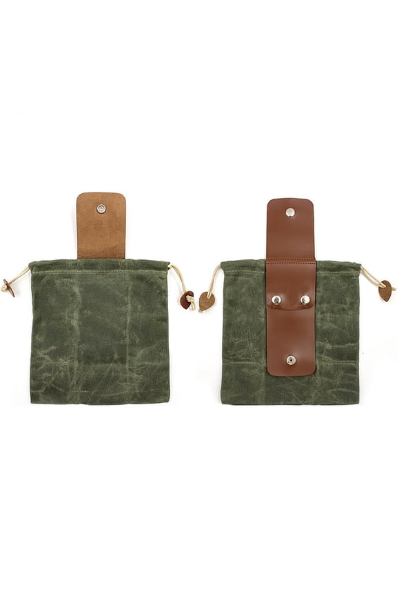Outdoor Folding Canvas Fruit Picking Belt Bag, Jungle Bag, Leather Belt Hanging Foraging Bag