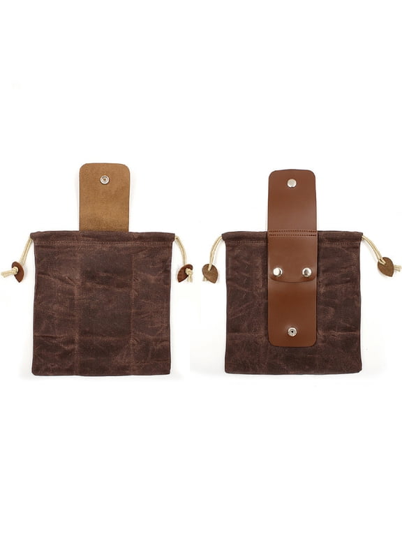 Outdoor Folding Canvas Fruit Picking Belt Bag, Jungle Bag, Leather Belt Hanging Foraging Bag