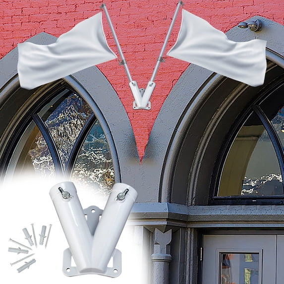PRETXORVE Outdoor House Flag Pole Double Hole Bracket Flag Installation Hanging Flag Stand Street
