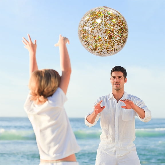 PRETXORVE PVC Inflatable Beach Ball Pearl Transparent Beach Ball Water Entertainment Toys Outdoor Floating Sports Ball