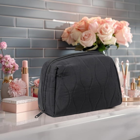 PRETXORVE Pineapple Texture Knitted Makeup Bag with Striped Contrasting Colors, Patterned Makeup Bag, Portable Makeup Bag, Ins Style Pencil Case