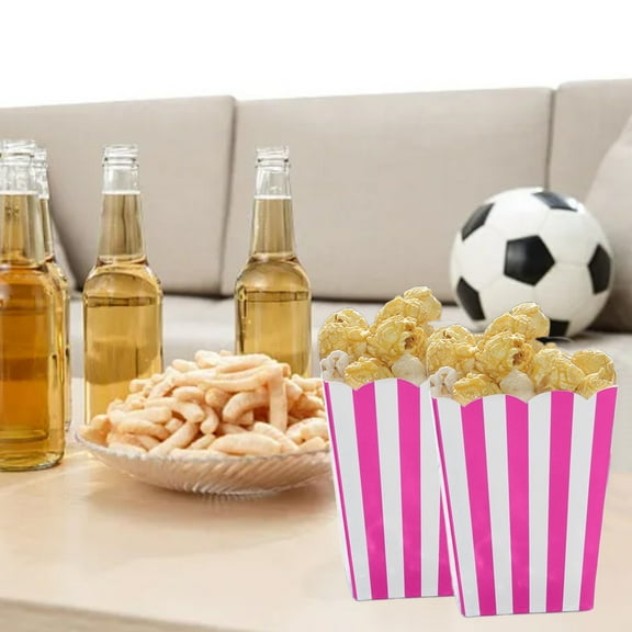 PRETXORVE Popcorn Boxes Birthday Party Striped Popcorn Boxes Food Packaging Cartons