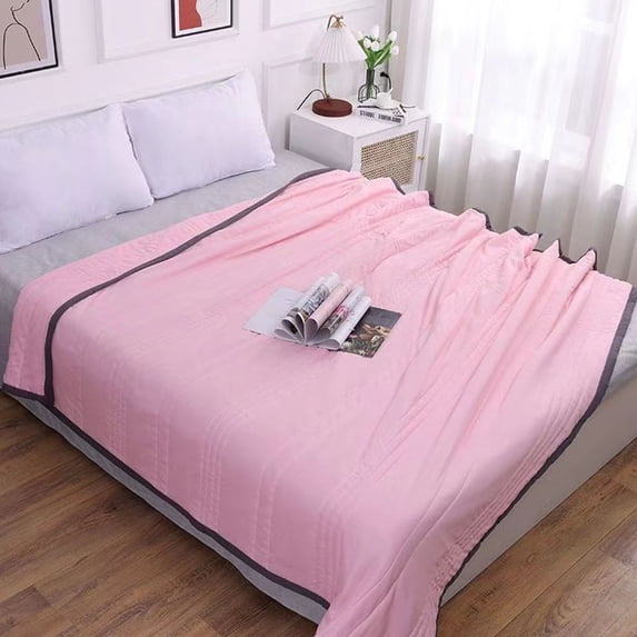 PRETXORVE Quilt, Summer Quilt, Washed Cottons Summer Multicolor Optional Solid Color Summer Cool Quilt Conditioning Quilt 4 Seasons Universal Breathable Comfortable 6 Colors