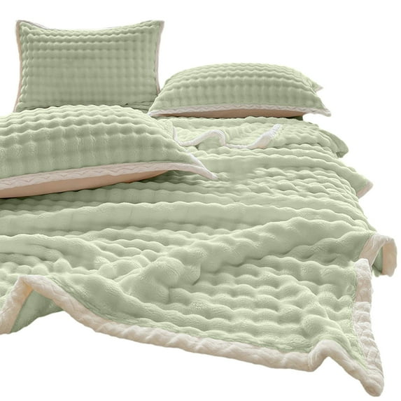 PRETXORVE Soft Bubble Fleece Blanket Warm and Soft Single Layer Double-sided All-season Solid Color Plush Blanket