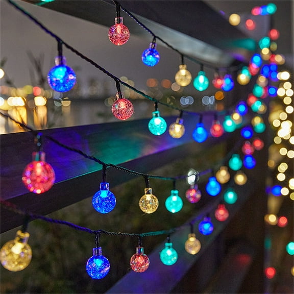 PRETXORVE Solar Bubble Ball Light String Outdoor Camping Garden Light String Decorative Light Crystal Ball LED Color Light