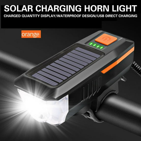 PRETXORVE Solar Siren Usb Charging Headlamp Cycling Strong Light Handheld Flashlight Cycling Equipment