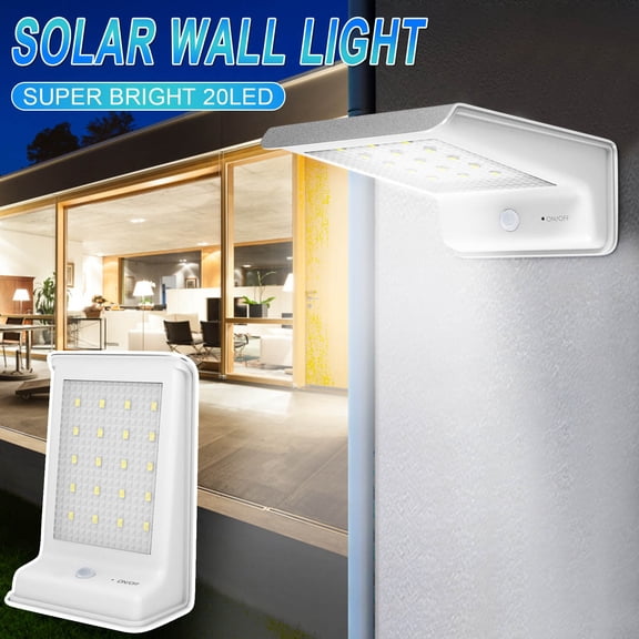 PRETXORVE Solar Wall Light 20Led Wall Light Outdoor Courtyard Garage Lighting Wall Light