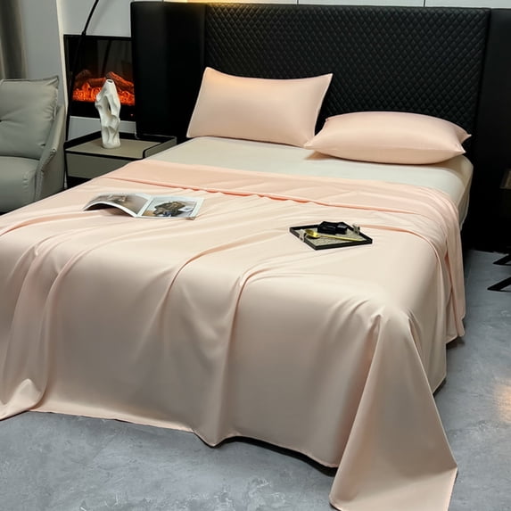 PRETXORVE Solid Color Ease Friendly Washable Sheets Luxurious Silk Bedding