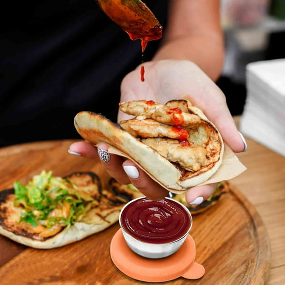 PRETXORVE Stainless Steel Cover Dressing Cup Tomato Dressing Seasoning Container Cover