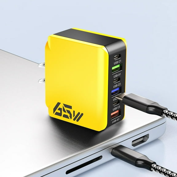 PRETXORVE Standard 65W Multi-Port Fast Charger Six-in-one Usb Fast Charging Head Suitable for Various Devices