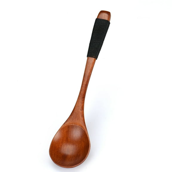 PRETXORVE Straight Handle Wrapped Wooden Spoon Black Wrapped