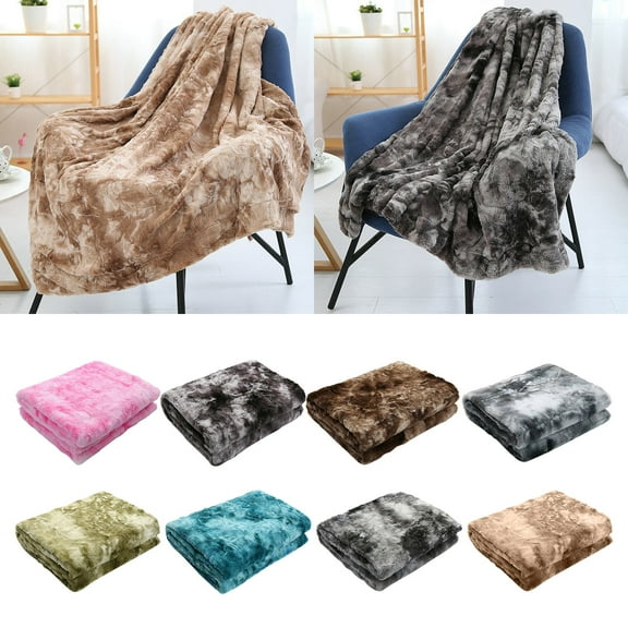 PRETXORVE Throw Blanket, 63*51.2inch Warm Faux Weighted Blanke Soft Fleece Double Sided Thick Throw Blankets Tie-Dyed Conditioning Blanket for Sofa/Bed/Couch 63*51 In