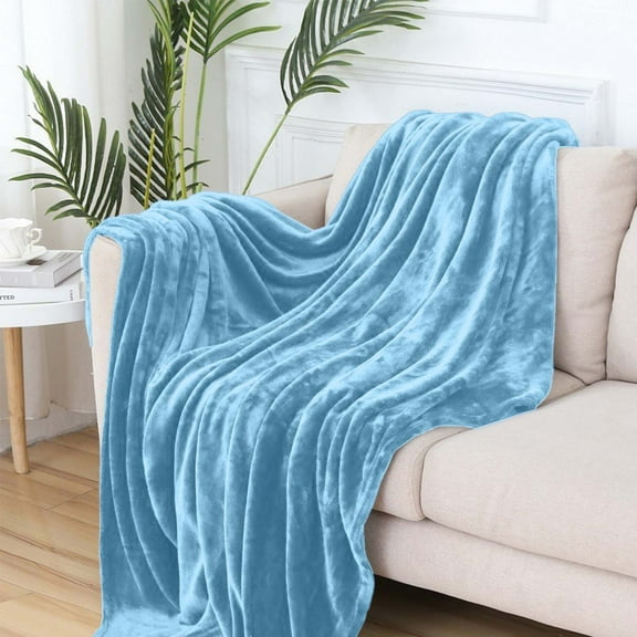 PRETXORVE Throw Blanket, Solid Color Flannel Blanket Summer Conditioning Blanket Office Nap Blanket -layer Double-sided Flannel Blanket all Season Thin Blanket