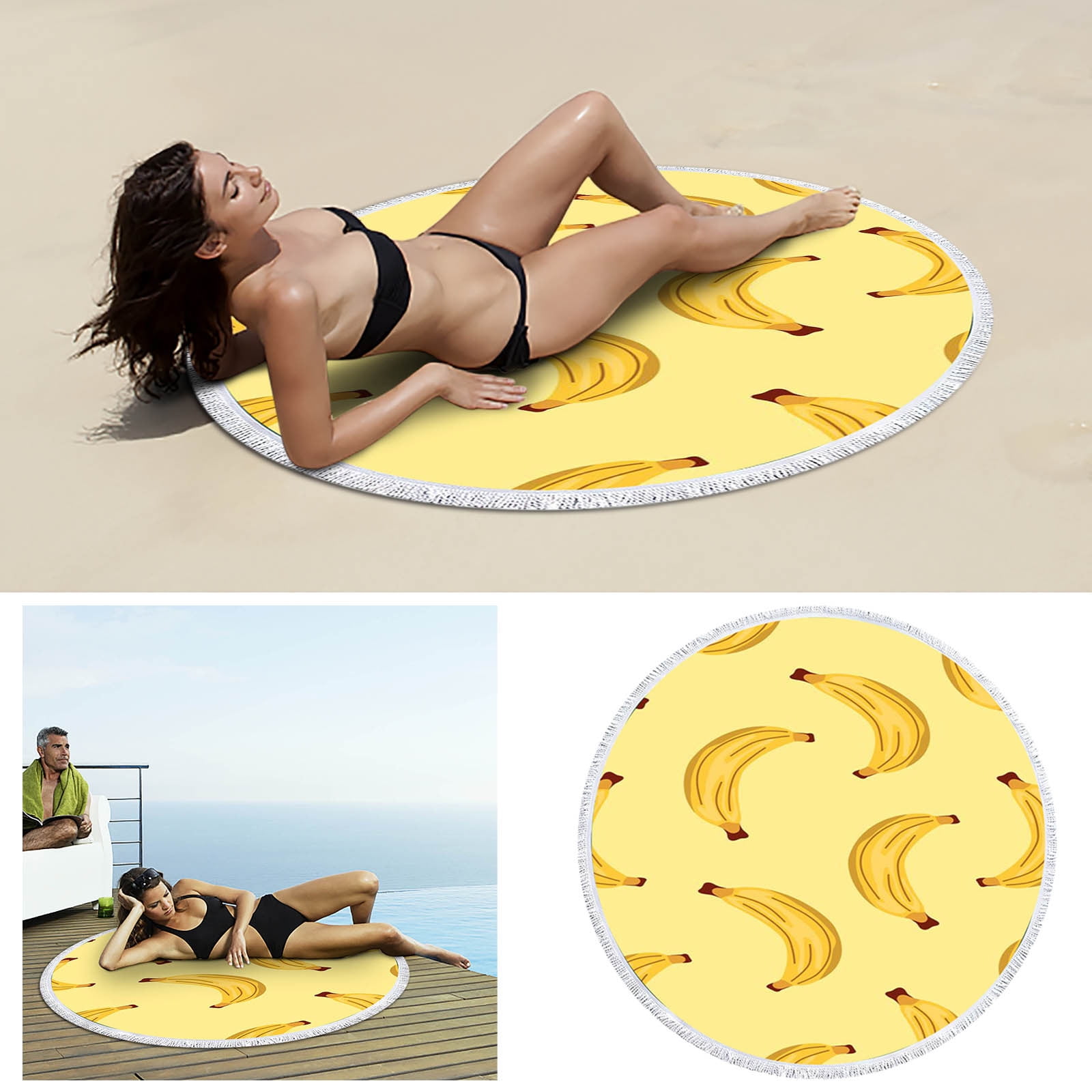 PRETXORVE Tropical Fruit Circular Beach Towel Extra Large Microfiber