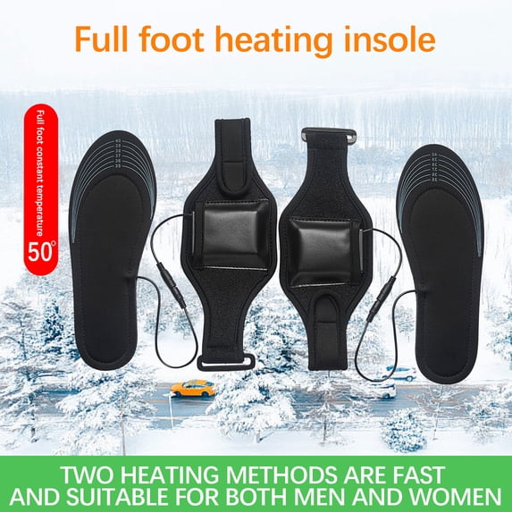 PRETXORVE USB Heated Insoles, Outdoor Heating Foot Warmers, Cuttable Heating Insoles for Men and Women with Dry Batteries