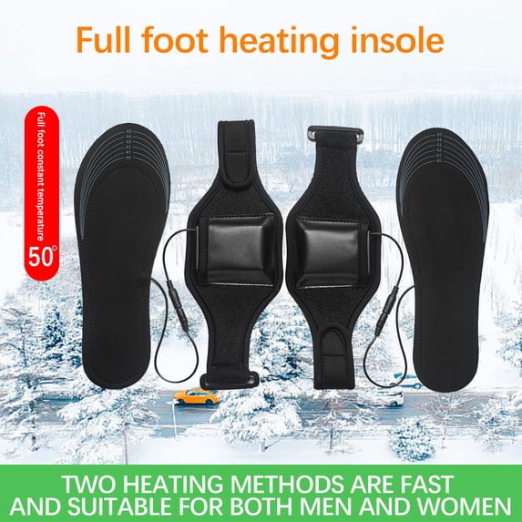 PRETXORVE USB Heated Insoles, Outdoor Heating Foot Warmers, Cuttable Heating Insoles for Men and Women with Dry Batteries