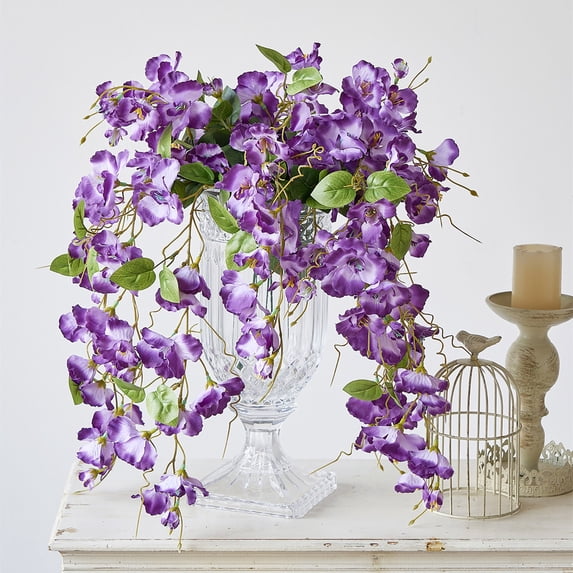 PRETXORVE Wall Hanging Crabapple Branch Rose Artificial Flower Dining Table Home Rattan