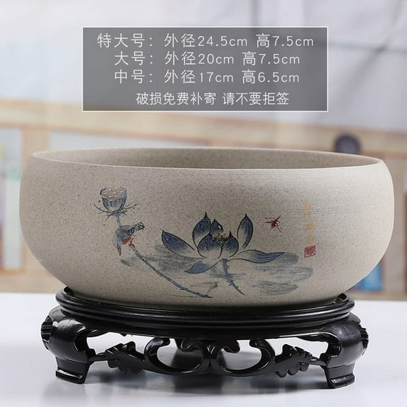 PRETXORVE Water Plants Pot Indoor Chinese Ceramic Pot With Stand Hydroponic Bonsai Bowl Office Garden Indoor And Outdoor