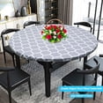 thumbnail image 1 of PRETXORVE Waterproof Round Tablecloth Elastic Pvc Tablecloth Oil- Wipeable indoor Outdoor Plastic Tablecloth Blue Leaves, 1 of 5