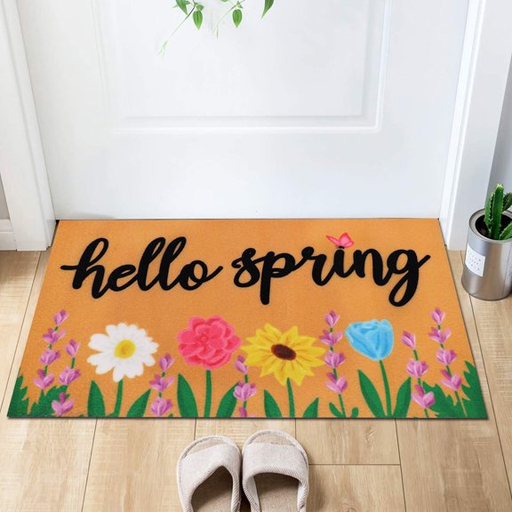 PRETXORVE Welcoming Spring Decoration Door Mat Bottom Indoor Outdoor Carpet