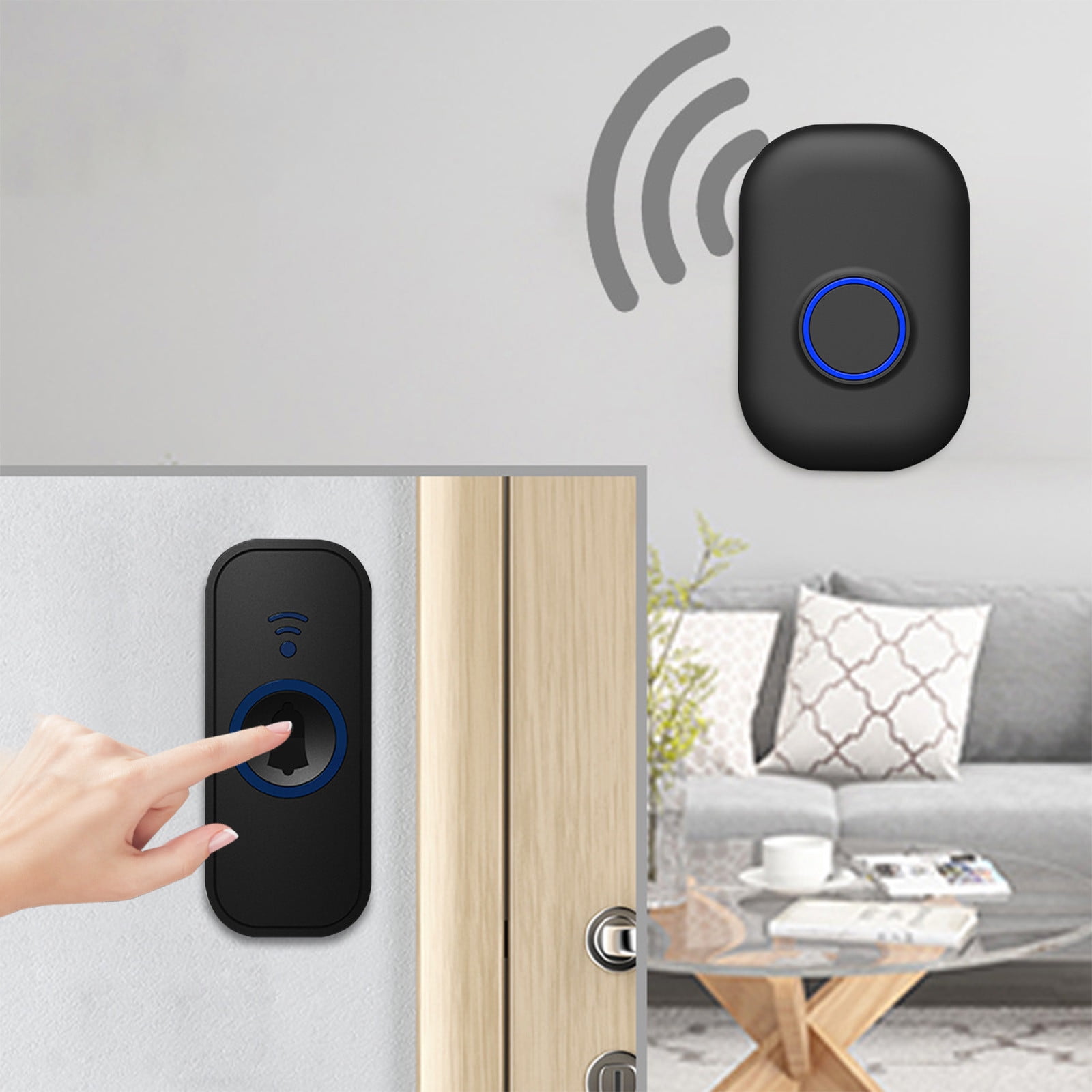 PRETXORVE Wireless Doorbell, Door Bell Chimes Kit Alarm with 1 Plugin