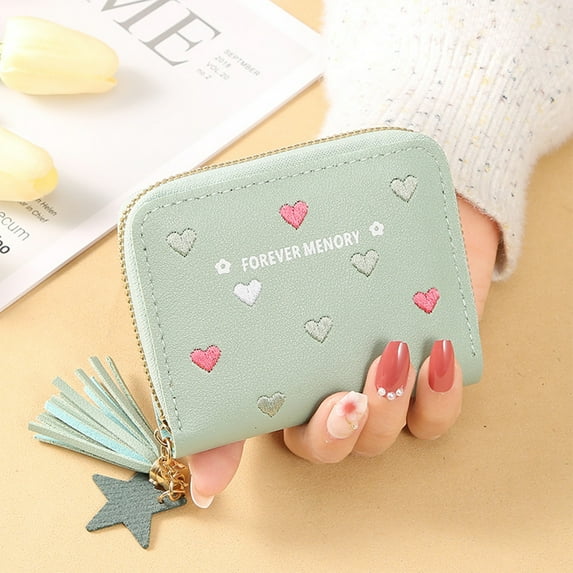 PRETXORVE Womens Wallet with Slots Small Wallets for Women Bifold Slim Coin Purse Zipper Id Card Holder
