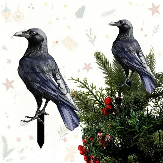 PRETXORVE Halloween Decorations, Fall Decor for Home, Halloween Crow Decoration Black Outdoor Garden Courtyard Party Christmas Tree Top Decoration Outdoor Decorations Horror Theme Display Accessories