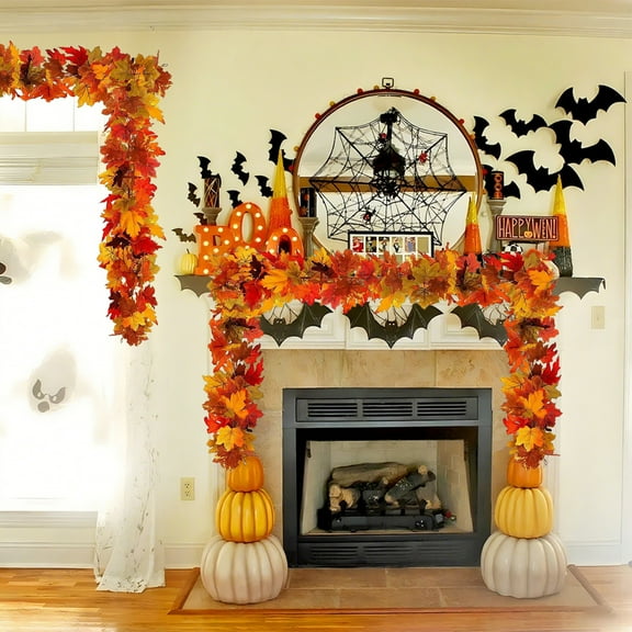 PRETXORVE Halloween Decorations, Fall Decor for Home, Simulation Maple Leaf Leaves, Halloween Thanksgiving Festival Decoration, Living Room Bedroom Scene Layout, Simulation