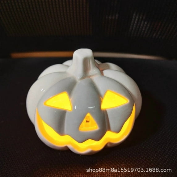 PRETXORVE Halloween Decorations, Fall Decor for Home, Halloween Pumpkin Lantern Ceramic Glowing Desktop Decoration and Scene Setting Accessories