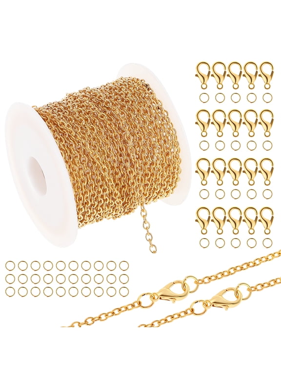1 Set Jewelry Chains Link Chains Necklace Bracelet Chains Craft Chains Open Jump Rings Lobster Clasps