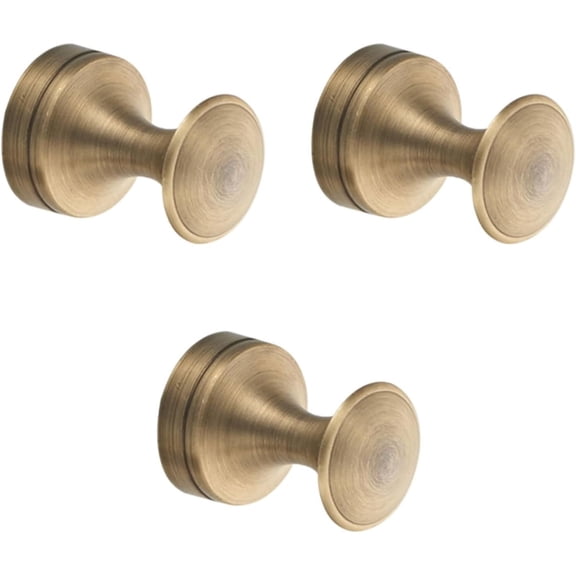 ABCISI 3 Pcs Antique Brass Wall Hook Decorative Wall Hook Metal Clothing Rack Round Coat Robe Hanger Wall Hangers Hooks for Kitchen Utensils Clothes Hook for Bathroom Broomstick Crystal